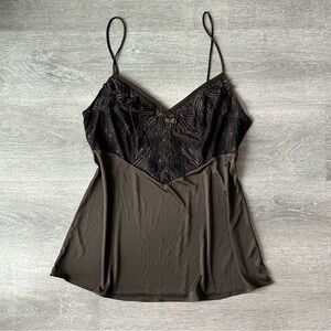 Vintage Rare Japan Studio Five Wacoal Brown Lace Camisole Made In Japan